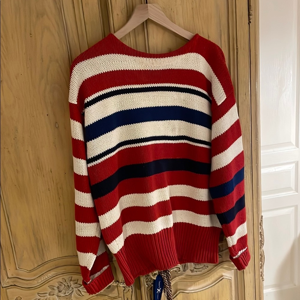 Polo by Ralph Lauren Red and White Striped Crew Neck Sweater for men